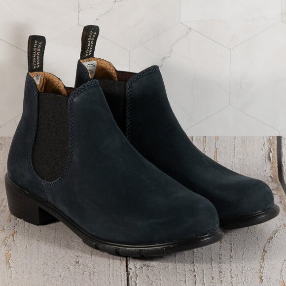 Blundstone BL1975 Ankle Chelsea Boot (Navy Nubuck) Women's Boots Size 7 - Picture 1 of 11